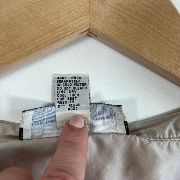 Vintage New York Studio 100% Silk Ruffle Blouse Beige Size M Coquette Prairie - Picture 4 of 12